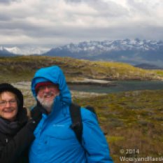 Wooly and Raeski on a blustery summer day at the Beagle Channel.